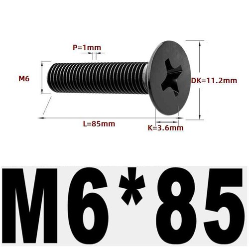 Black 304 Stainless Steel Cross Countersunk Head Screws Flat Head Long Screws - Picture 162 of 202