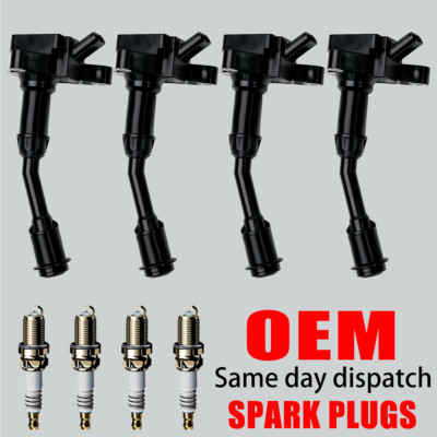4X OEM Upgrade Ignition Coil & 4 Iridium Spark Plug For Ford Escape Fusion UF735