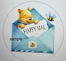 WINNIE THE POOH HAPPY MAIL BEE ENVELOPE SEALS LABELS STICKERS TAGS  30