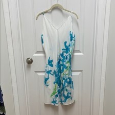 Natori Turquoise and Green Abstract Slip Dress - size Large
