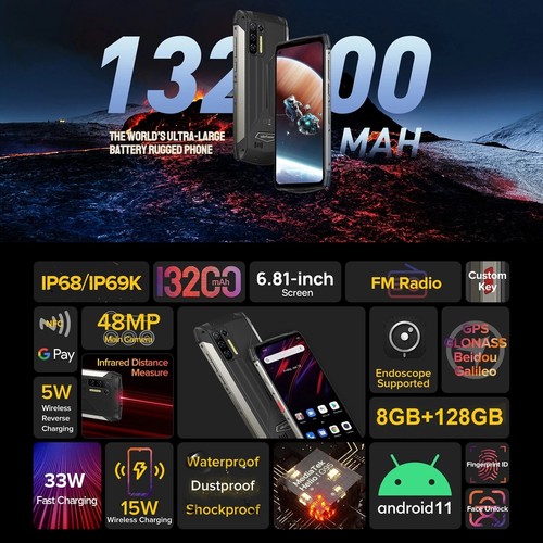 Ulefone Power Armor 13 Rugged Phone 8GB +256GB 48MP Camera 13200mAh OTG NFC - Picture 3 of 17