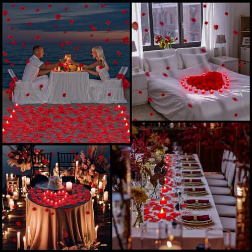 4000 Pcs Artificial Rose Petals with 24 Pcs Led Tea Lights Candles Flameless - Afbeelding 7 van 8