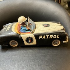 RARE Tin Litho ICHIKO Highway Patrol Police Car Vintage Japan
