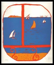 FABBRI ALFREDO SERIGRAFIA ORIGINALE  BARCHE A VELA MARE