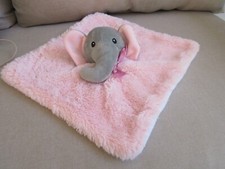 Lila and Jack Elephant Plush Head Mini Blanket Lovey Security Pink Hearts Fleece