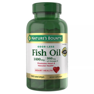 Nature's Bounty Fish Oil 1400 mg 130 Coated Softgels 980 mg of Omega-3