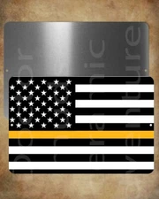 Thin Gold Line 8 x 12" metal sign Honoring an emergency telecommunicator 911