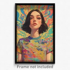 Icelandic Movie Poster - Woman Feeling Worthy, Vivid T Shirt (Iceland Art Print)