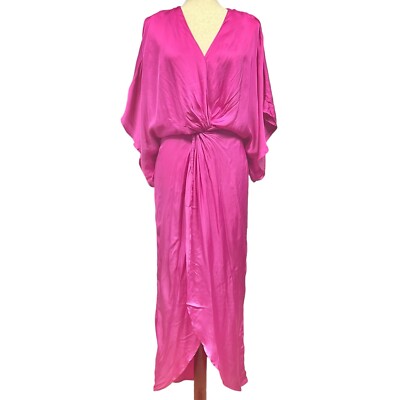 Young Fabulous & Broke YFB Siren Maxi Dress Pink Satin Size Small NWOT