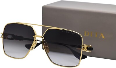 DITA Grand Emperik DTS 159-A-01 Yellow Gold Black Grey Lens Sunglasses AUTHENTIC