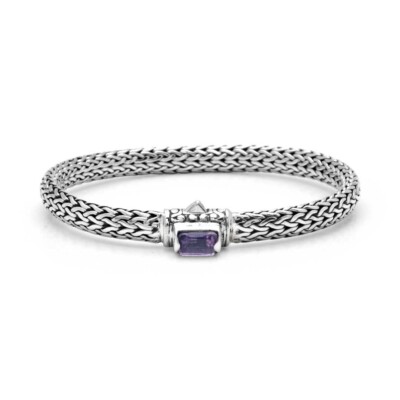 Silver Chain with amethyst gemstones Valentine Gift for Her, Gift for Him