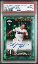2024 Topps Chrome Upd Sapphire #USA-WL Wyatt Langford Green Auto /99 RC PSA 10