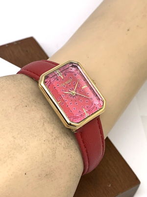Steve Madden Women\'s Watch SM/1030 Quartz Rectangle Gold Red Dial Leather Band Steve Madden Women main image 4