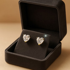 1ct Heart Cut Earrings White Gold Diamond Test Pass Lab-Created VVS1/D/Excellent