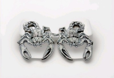 2X 3D Skorpion Metall Aufkleber Silber Chrome Tier Logo Motorsport Scorpion KFZ