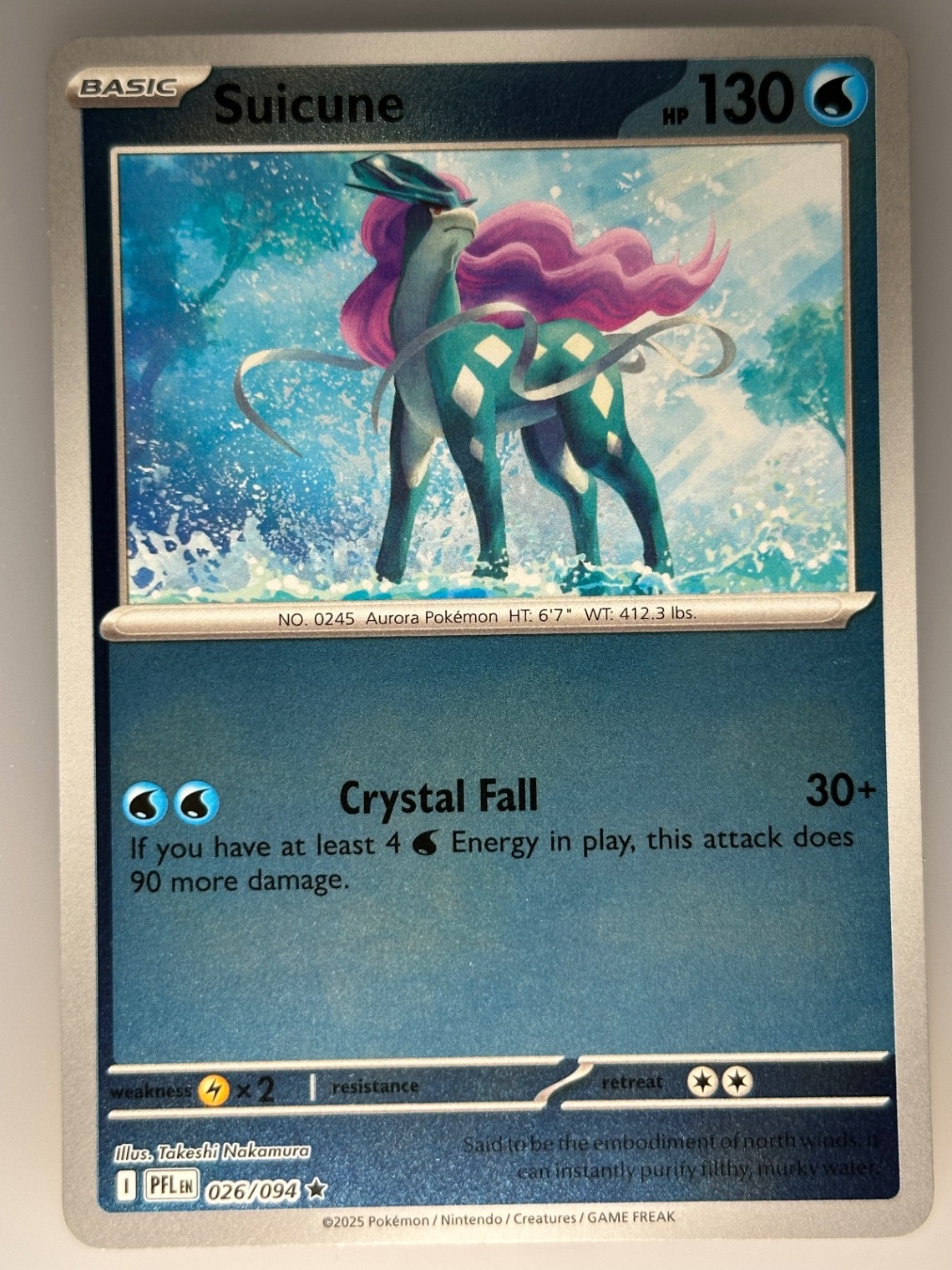 Pokemon Suicune ME02: Phantasmal Flames (PFL) Reverse Holo 026/094 NM
