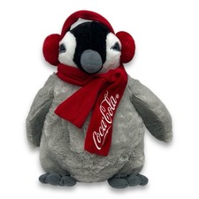 Coca Cola Penguin Holiday Plush Scarf and Earmuffs Large 17 2012 Coke
