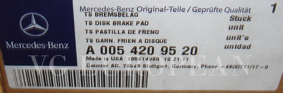 Juego de pastillas de freno delanteras originales Mercedes W220 Clase S OEM, pastillas S500 S430 S55 AMG NUEVO Foto 3 de 4