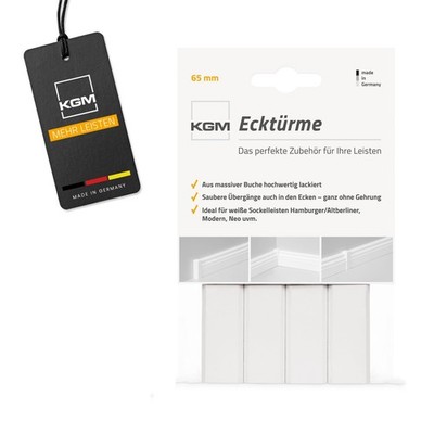 Ecktürme Buche weiß lackiert | 4er-Pack | 65 125 mm | RAL9016/9010