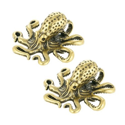 2Pcs Brass Octopus Home Decoration Antique Copper Animal Figurines Miniatures...