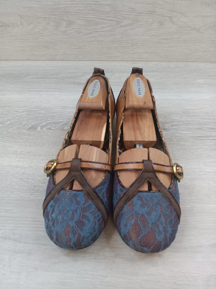 Женские мокасины Bobbi Blu коричневые синие кожаные без шнуровки с регулируемой пряжкой плоские 8,5 - Изображение 2 из 4