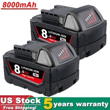 2 PACK For Milwaukee for M18 8.0AH Battery Lithium Extended Capacity 48-11-1860