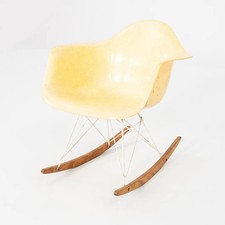 1953 Herman Miller Eames RAR Rocking Chair Yellow Fiberglass Shell & White Base