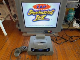 Sega Saturn gray Japanese console system 3 games memory Ascii Fighter Stick X