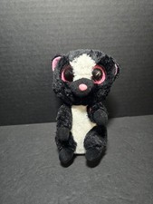 Flora TY Beanie Boos Black White Skunk with Pink Eyes