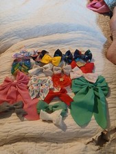 Lot of 20 Girls Hair Bows Mixed Sizes Large Statement Fabric Clip Bows