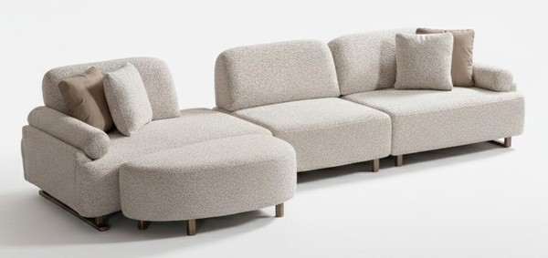 Ecksofa L-Form Weiß Modern Designer-Sofa Elegant Komfortabel Stoff-image