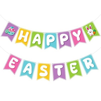  Happy Easter Banner | Easter Party Decorations for Indoor Outdoor | Purple