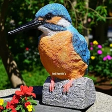 Kingfisher Bird Garden Ornament Sculpture Lawn Patio British Birds Home Decor
