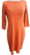 Lauren Ralph Lauren Womens S Crew Neck Long Sleeve Shift Dress Orange Casual 