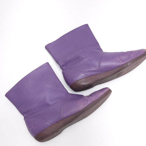 Vintage Slouchy Purple Leather Boots Low Heeled Boot Women's 9 Boho Swiftie - Picture 8 of 11