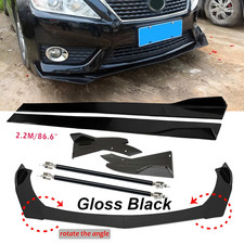 Front Bumper Lip Spoiler Side Skirt Body Kit Glossy Black For Toyota Camry 10-17