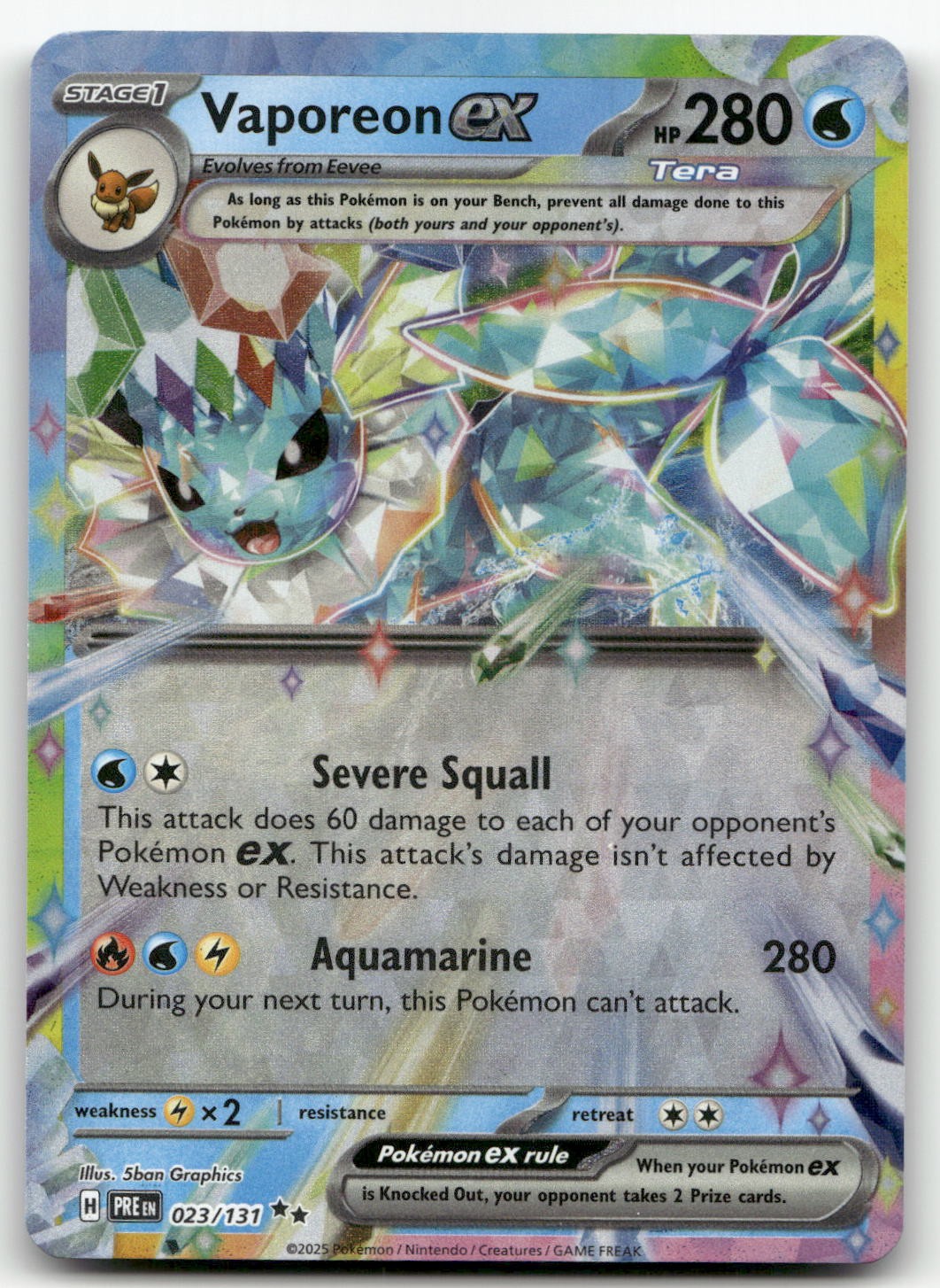 Vaporeon ex - 023/131 #23/131 (Holo) (NM) SV: Prismatic Evolutions PRE Pokemon