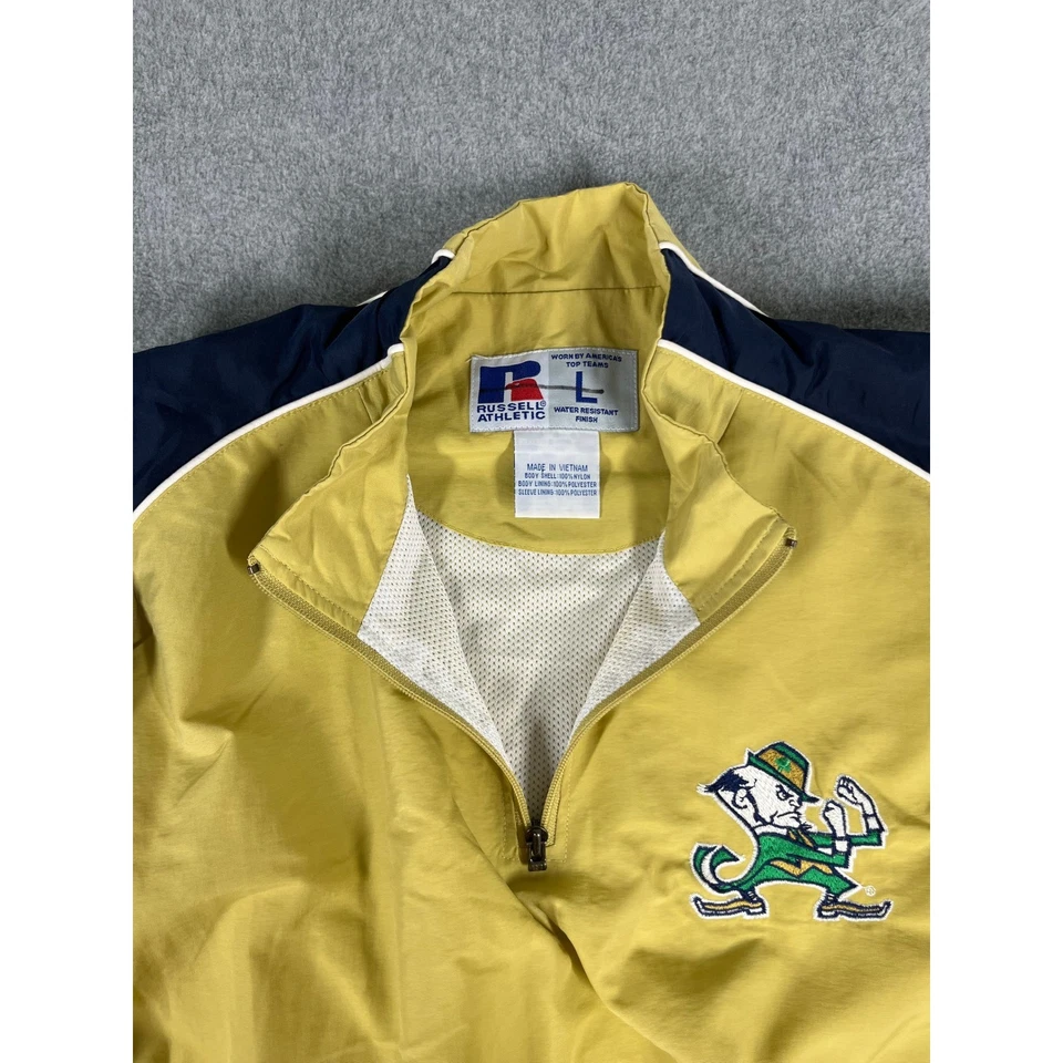 Vintage Notre Dame Fighting Irish NCAA 1/4 Zip Men’s LargePullover Yellow Jacket - Image 4 of 4