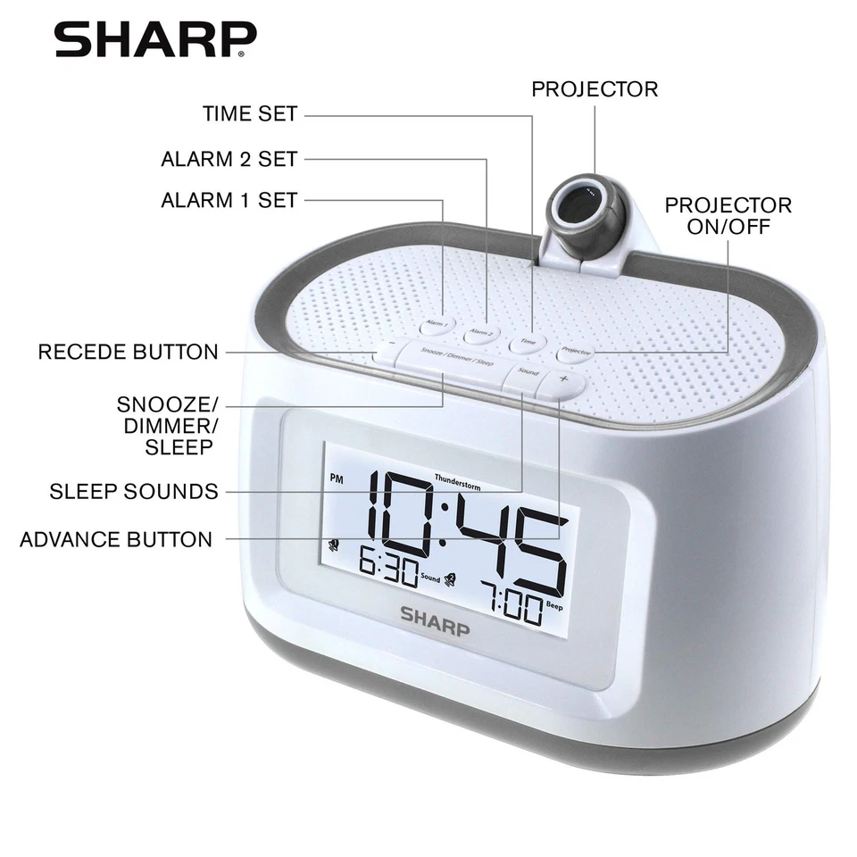 Projection Alarm Clock with Soothing Nature Sleep Sounds – Easy to Read Proje... - Image 4 of 4