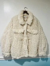 New Off White Fluffy Teddy Short Coat Sz XL Free Shipping