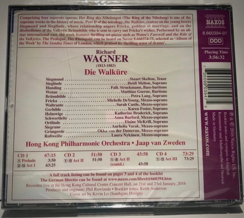 NAXOS 4-CDs 8.660394-97: Wagner - Die Walkure - Jaap van Zweden, 2016 GERMANY SS - Picture 2 of 2