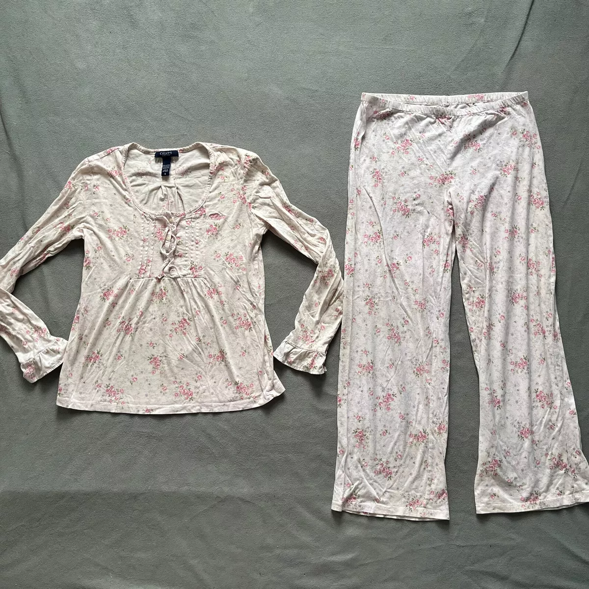 Chaps Pajamas Set Womens Size Small Pink Floral 100 Cotton PJ s