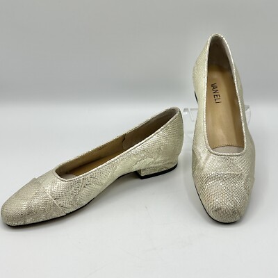 Vaneli Women s Beige Sprizz Frankie Dressy Low Heel Slip On Shoes 6M NIB/cb