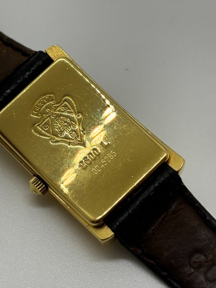 Exc+5] GUCCI 2600L Vintage Watch Swiss Quartz Gold Navy Blue Used