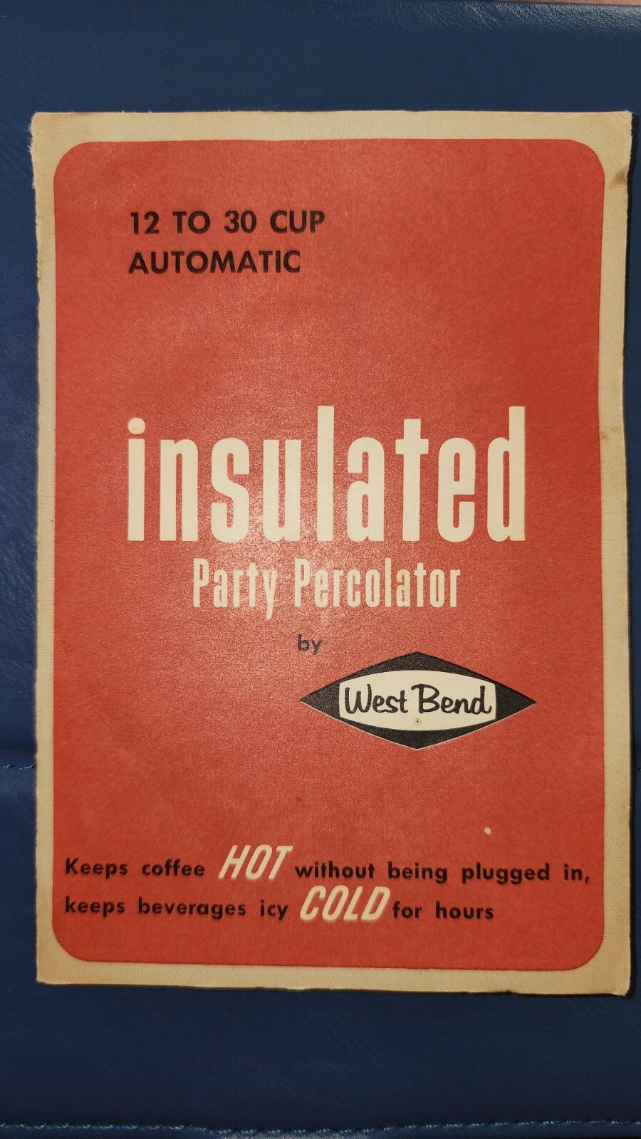 West Bend Percolator Manual - 30 Cup "Insulated" Party Percolator