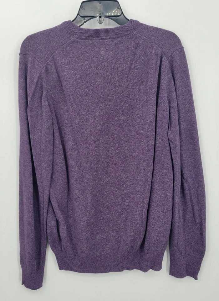 Suéter masculino Barbour roxo médio gola V logotipo pulôver algodão cashmere designer - Imagem 2 de 4