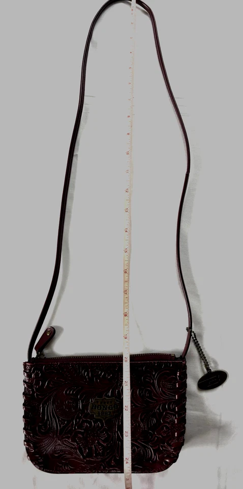 Bolsa Bongo Marroon tiracolo ombro couro ocidental em relevo, zíper, - Imagem 3 de 4