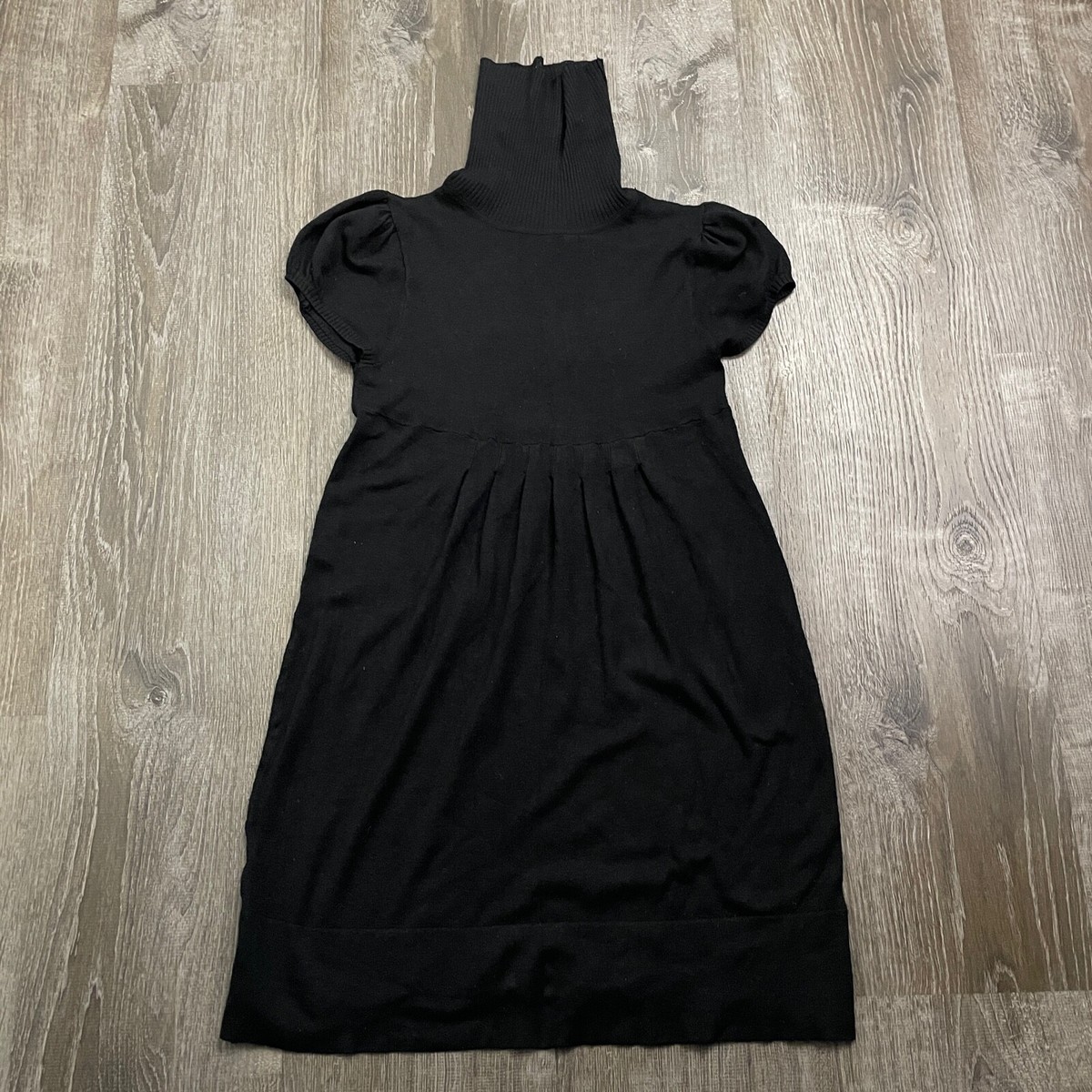 No Boundaries Womans Sweater Dress Black Short Sleeve Turtleneck Size M 7-9  | eBay