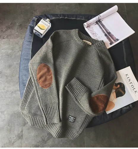 Maglione pullover uomo scollo ad O spesso oversize casual ampio maglia moda autunno - Foto 15 di 28