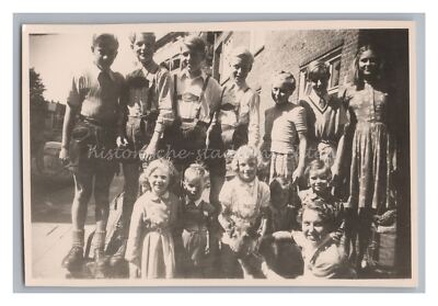 Beautiful Postwar Boys & Girls Photo with Pretzel Beetle 1948